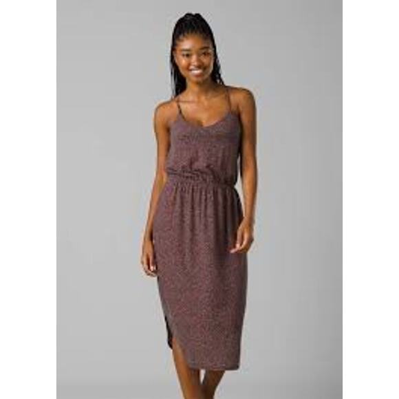 PRANA Ayla Midi Dress w Padded Shelf Bra Size Medium M SUSTAINABLE RECYCLED - Picture 1 of 7